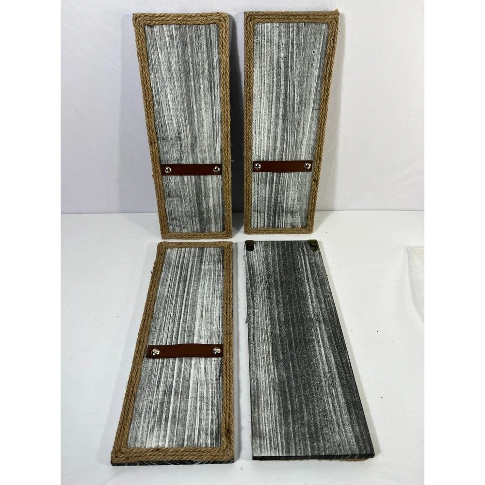 4 pcs vintage wall plaque jute rope for home decor rustic‎ flowers hanging art